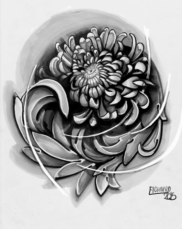 tatuadores tattoo flores filigrana palencia crisantemo tattoo