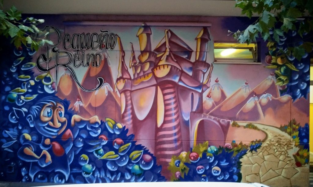 graffiti mural negocio niños palencia